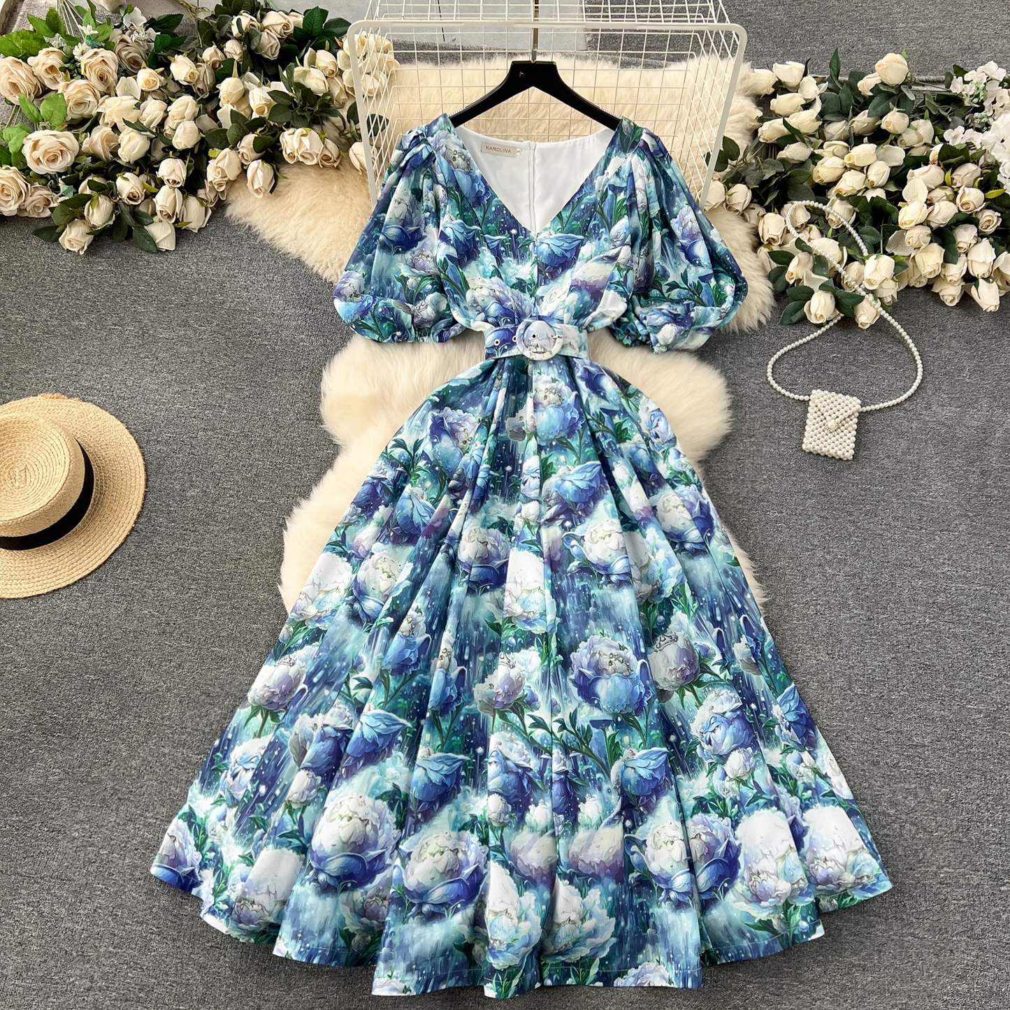 - French court style puff sleeve dress GEU1195
