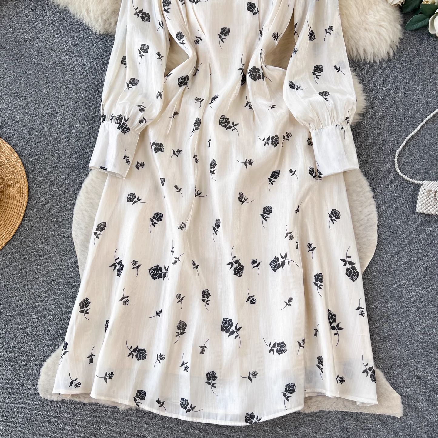 - Baby doll collar floral chiffon dress GEU788