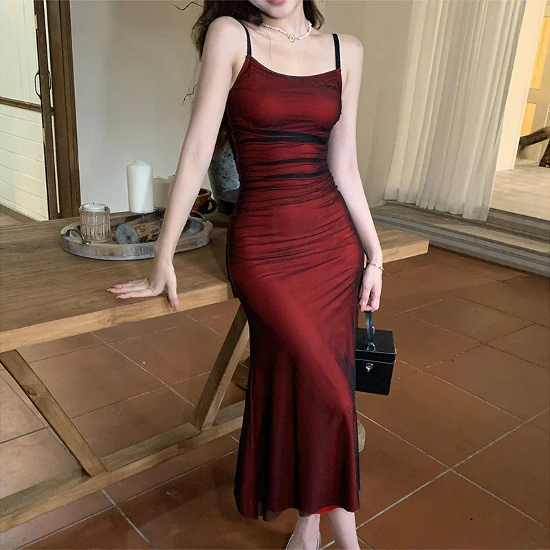 vmtvr Summer Sexy Dress Women Streetwear Sleeveless Backless Solid Spaghetti Strap Casual Elegant Party Dresses