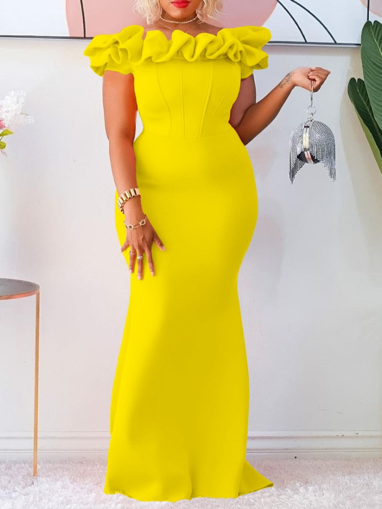 vmtvr - Elegant Party Dresses for Wedding Woman Off Shoulder Slim African Maxi Long Gown Female Occasion Celebrate Robes Summer New