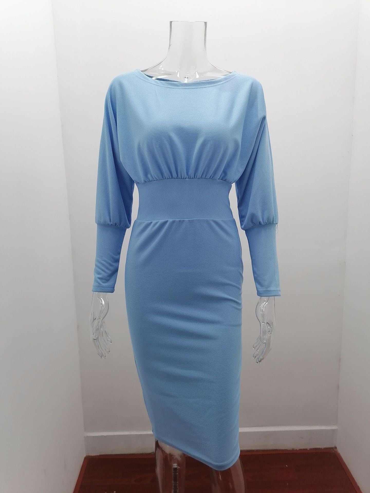 vmtvr - Spring High Waist Women's Dress Black Lantern Sleeve O-neck Elegant Female Midi Dresses Sexy Party Bandage Ladies Clothing