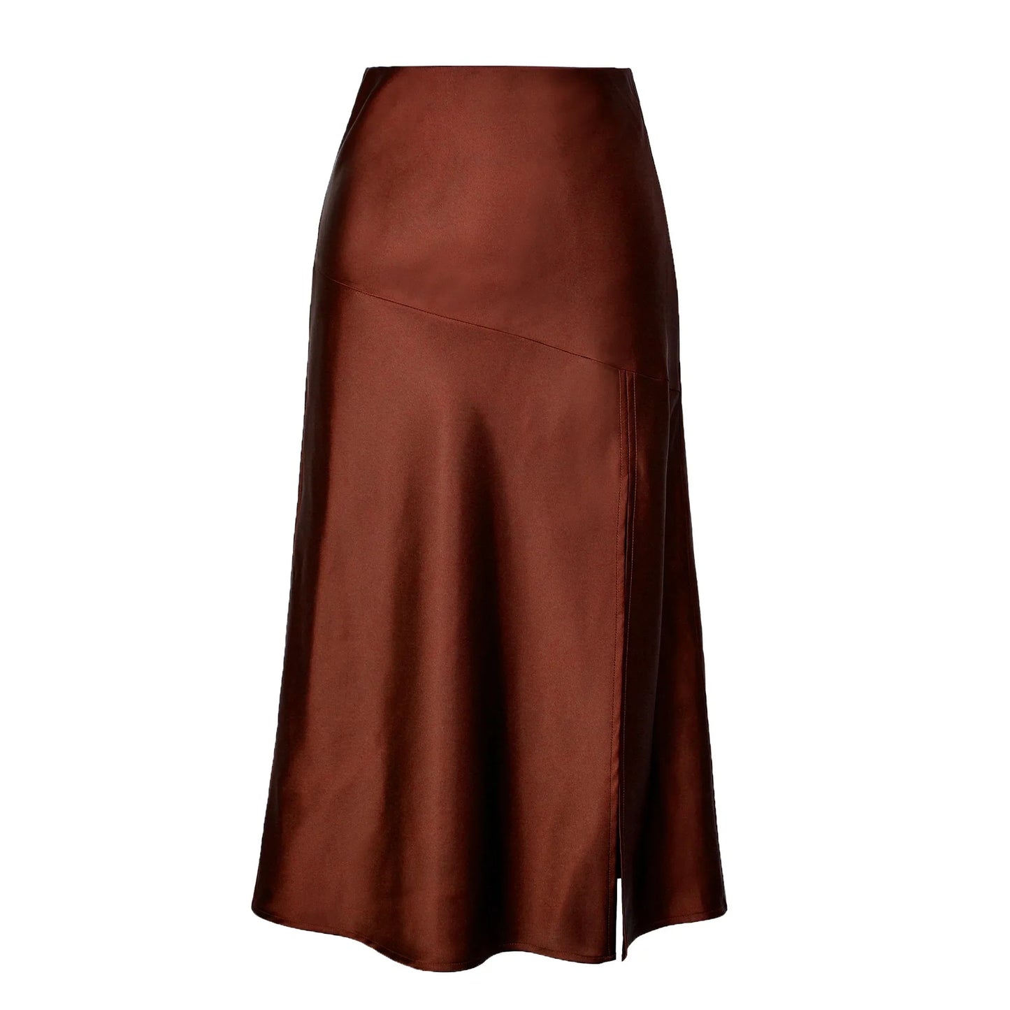 vmtvr Women Elegant Satin Skirt Elastic Waist A-Line Summer Slit Casual Solid Female Slim Falda Boho Holiday Beach Escocesas De Mujer