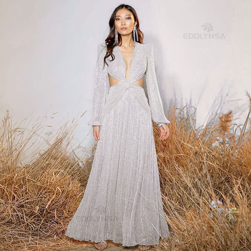 vmtvr Sexy V-Neck Backless Hollow Out Dress Summer Women Lantern Sleeve Club Party Long Maxi Dresses Tunic Beach Cover Up A916