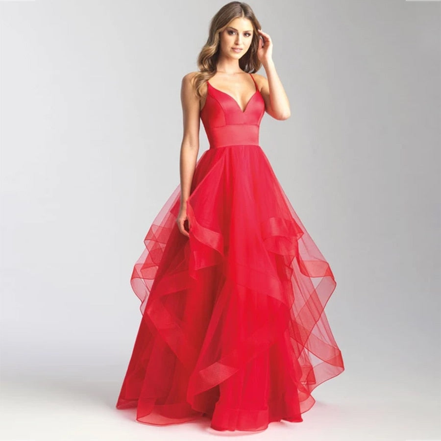 vmtvr - Evening Gowns for Wedding Women Pink Deep V Neck Suspenders Party Dresses Tulle Floor Length Elegant Black Bridal Prom Dresses