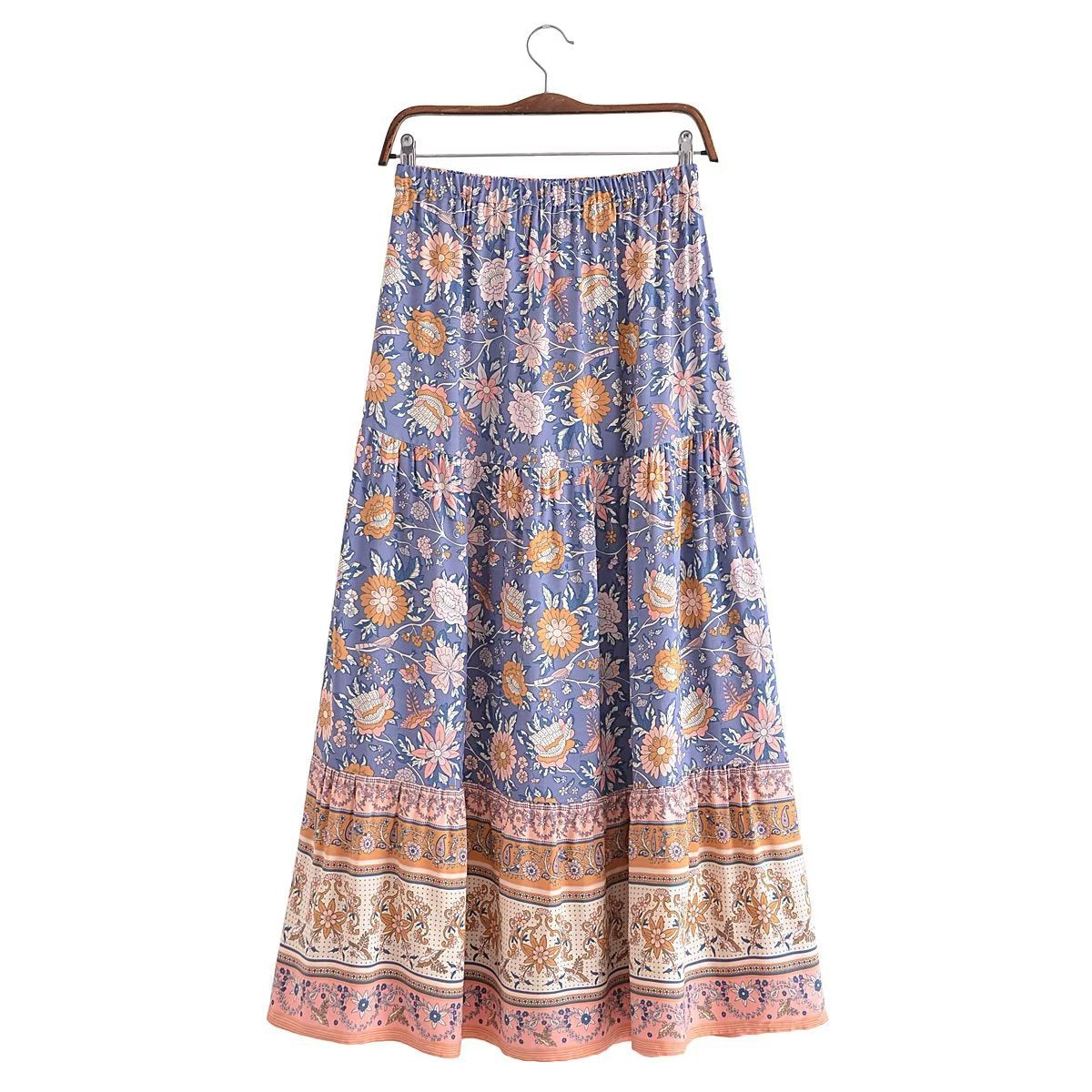 vmtvr - Two Pieces Dress Sets Flower Shirt and Skirts Boho Matching Sets Fashion Mujer Maxi Dress Printing Ensemble Femme 2 Pièces