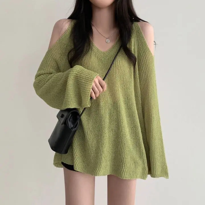 vmtvr Spring Summer Autumn Fashion Casual Solid Hollow Out Pullover Women's Soft Slim Tees Knitted Gentle Sexy Loose Sweater Top