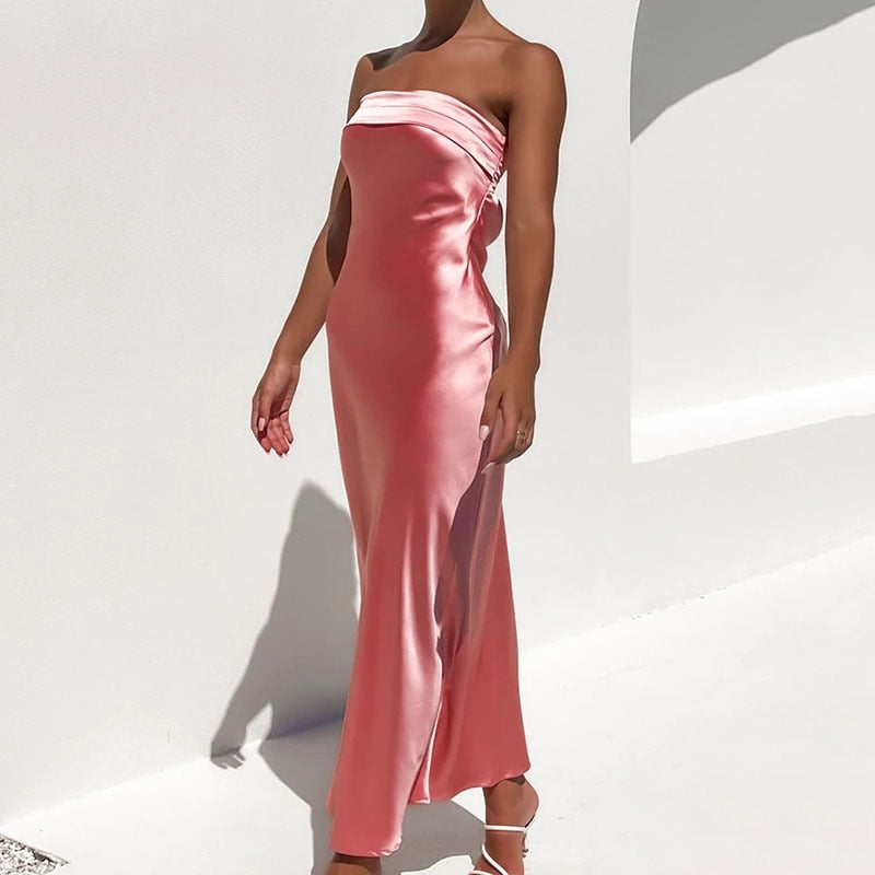 vmtvr Fashion Summer Women's Outfits Casual Backless Strapless Long Evening Dresses Elegant Female Wedding Party White Vestidos