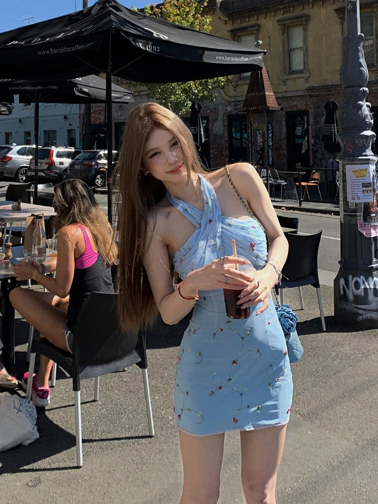 vmtvr Summer Women 2000s Y2k Clothing Casual Bodycon Sexy Dress Vintage Elegant Mini Dress Even Party Korean Fashion Chic Sleeveless