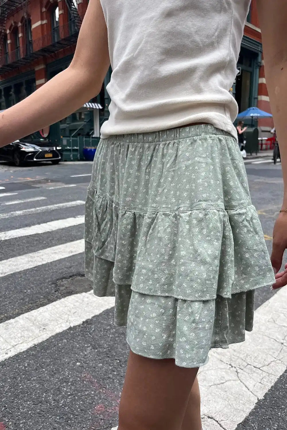 vmtvr Sweet Women Floral Ruffles Mini Skirt 2024 Summer Ladies Cute Elastic High Waist A-line Skirts Female Vintage Chiffon Skirt