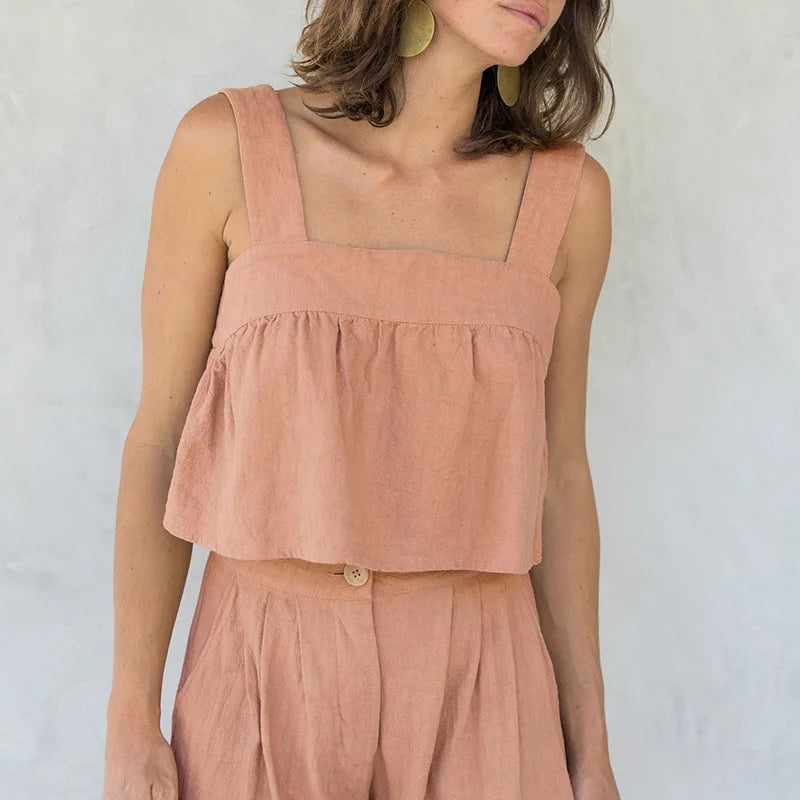 vmtvr Summer Cotton Linen Tops Square Collar Sleeveless Casual Vintage Sexy Streetwear Holiday Beach For Women Camisole Tank Top