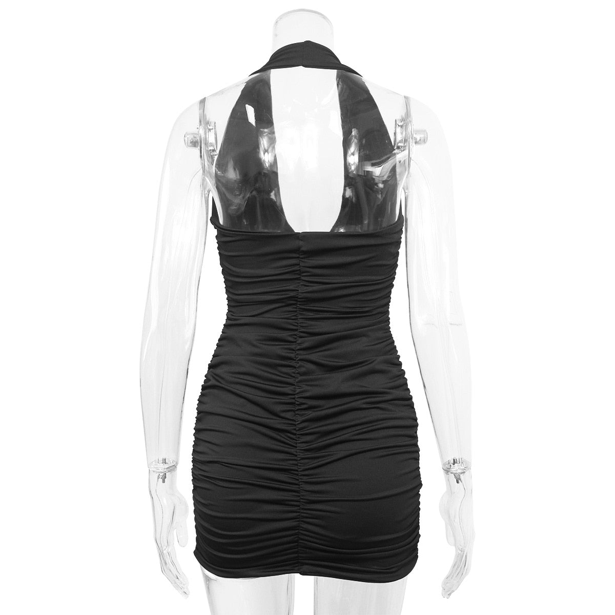 vmtvr Sexy Ruffle V Deep Evening Party Dress 2023 Summer Short White Halter Dresses Women Tight Club Mini Dress Clubwear