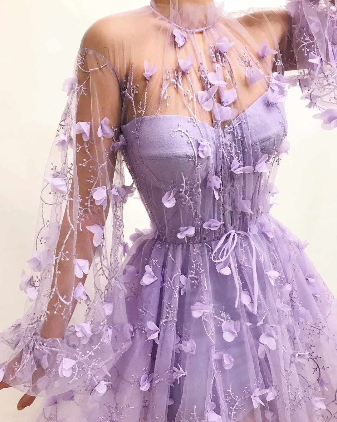 vmtvr Women's Fashion 3D Flower Embroidered Mesh Tulle Dress Party Night Nightclub Purple Gauze Evening Prom Dress Female See Through