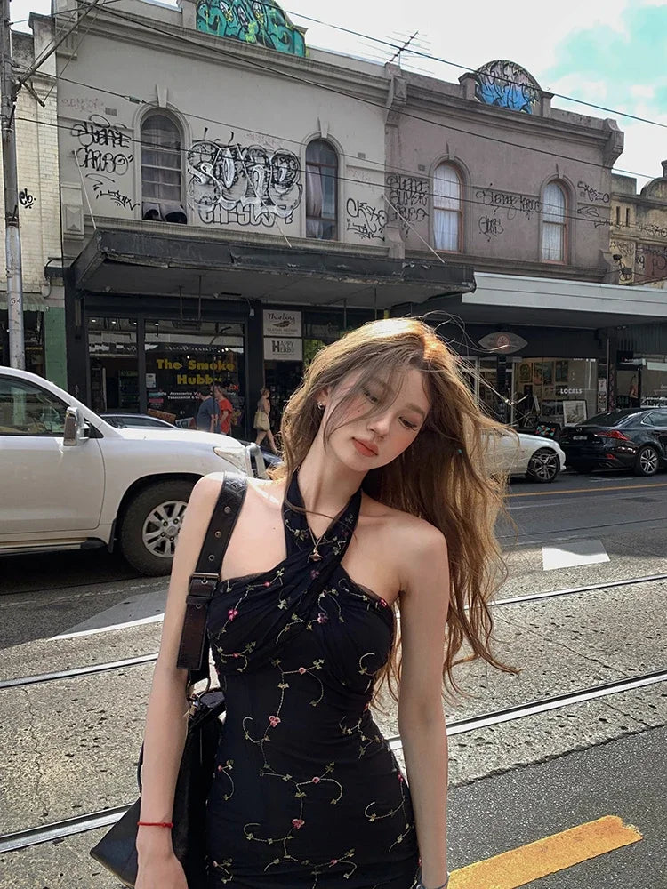 vmtvr Summer Women 2000s Y2k Clothing Casual Bodycon Sexy Dress Vintage Elegant Mini Dress Even Party Korean Fashion Chic Sleeveless