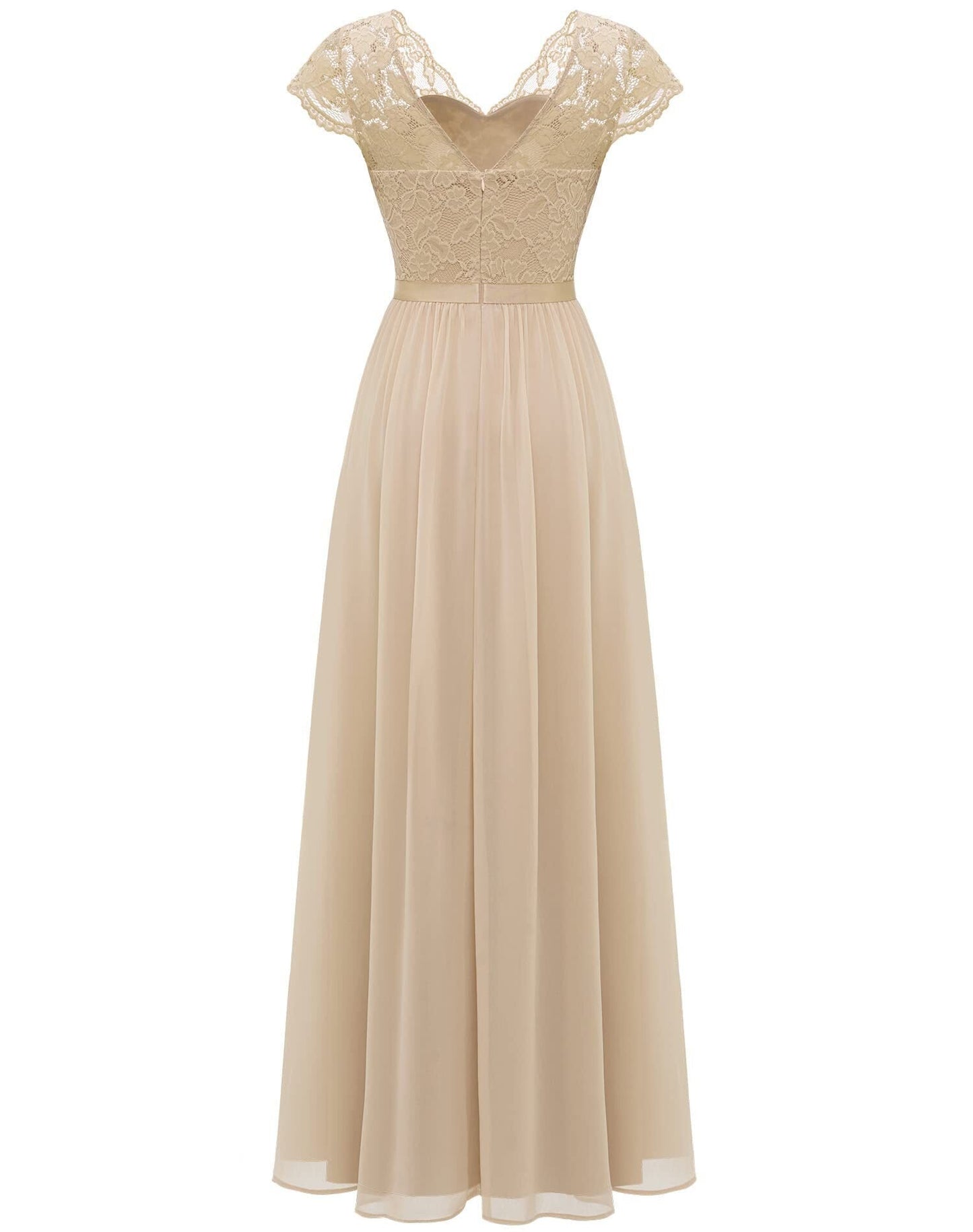 vmtvr Women's Elegant Vintage V Neck 3/4 Sleeve Floral Lace Chiffon Wedding Bridesmaid Maxi Dress Long Formal Dresses