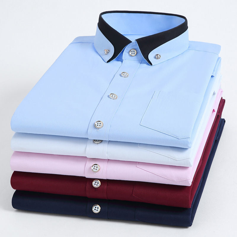 jiaabc Men's Double Collar Shirt Long Sleeves Fashion Formal Business Dress Shirt Casual Slim Fit Non-Iron Top AEchoice