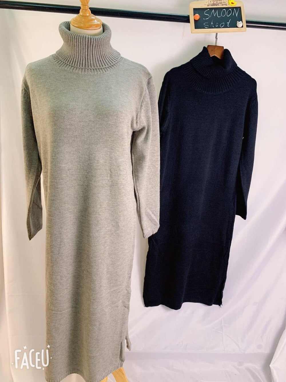 Turtleneck Winter Womens Dress Fall Sweater Women Dress Long Sleeve Knitted Dresses Maxi Vintage Oversize Dresses Knitting
