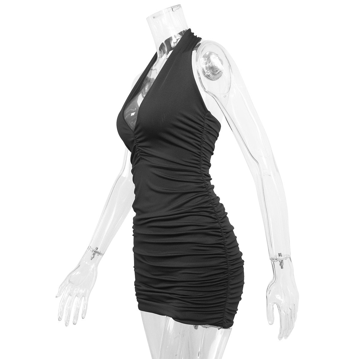 vmtvr Sexy Ruffle V Deep Evening Party Dress 2023 Summer Short White Halter Dresses Women Tight Club Mini Dress Clubwear