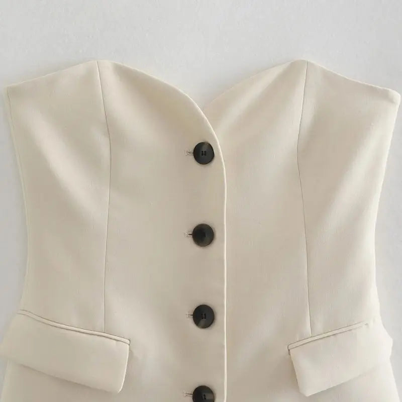 vmtvr Beige Top Women 2024 Corset Summer Black Bustier Waistcoat Sexy Off The Shoulder Slim Elegant Fashion Sweetheart Neck Vintage