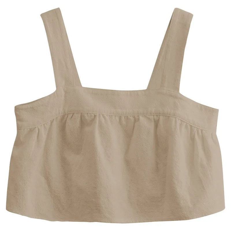 vmtvr Summer Cotton Linen Tops Square Collar Sleeveless Casual Vintage Sexy Streetwear Holiday Beach For Women Camisole Tank Top