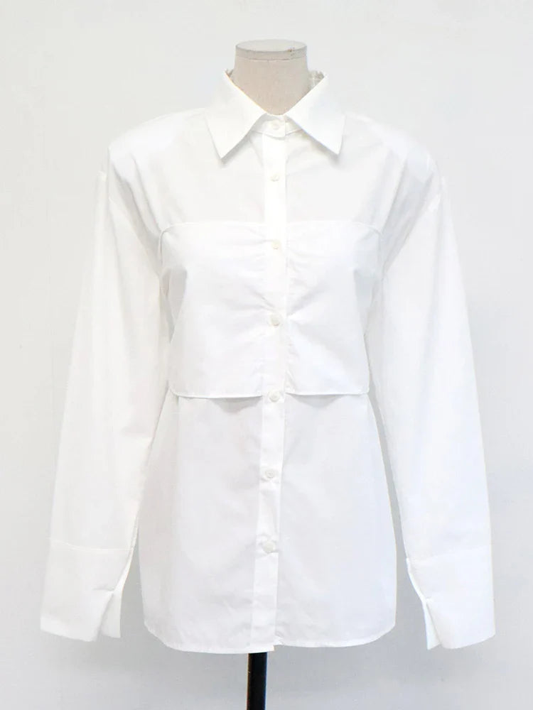 vmtvr Women Lapel White Bow Blouses Office Ladies Long Sleeve Single-breasted Loose Female Shirts Spring Summer 2024