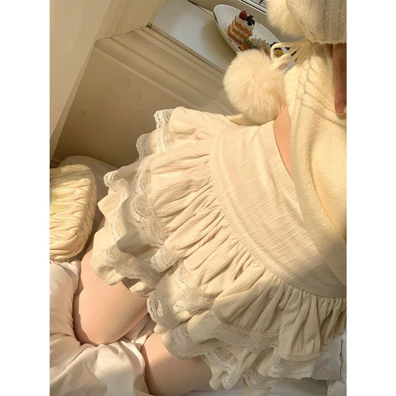 vmtvr Japanese Kawaii Mini Skirts Women Casual Y2k Clothing Korean Fashion Lace A-Line Short Skirts Feamle Chic 2024 Summer