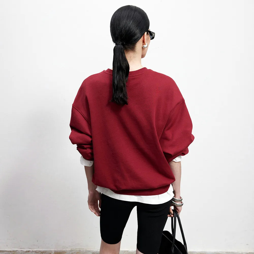 -Retro sports style outfit streetwear 90s fashion American Retro Style Embroidered Crewneck Pullover Autumn New Cotton Thick Warm Sweatshirts Women Street Fashion Jumpers