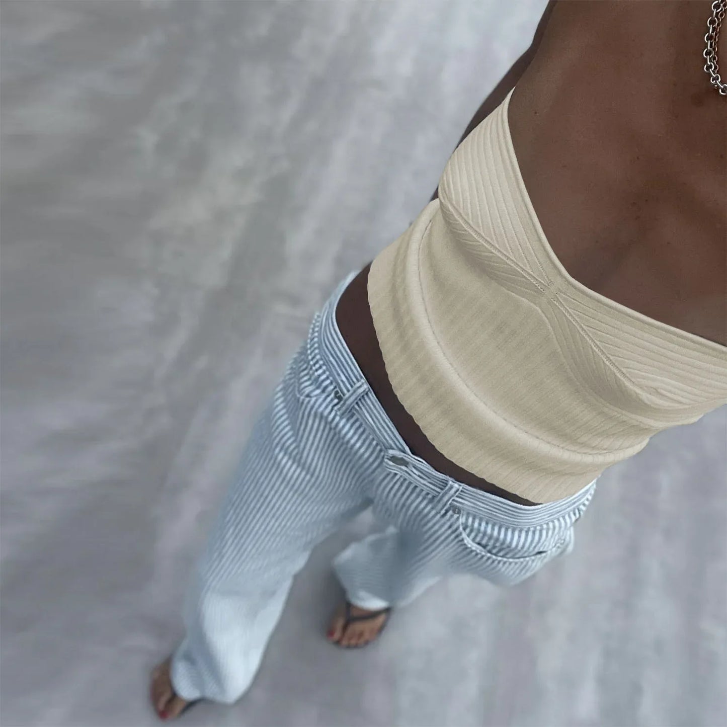vmtvr Sexy Strapless Knitted Cropped Tops for Women 2024 Spring Summer Casual Solid Sleeveless Skinny Tops Female Fashion Tee