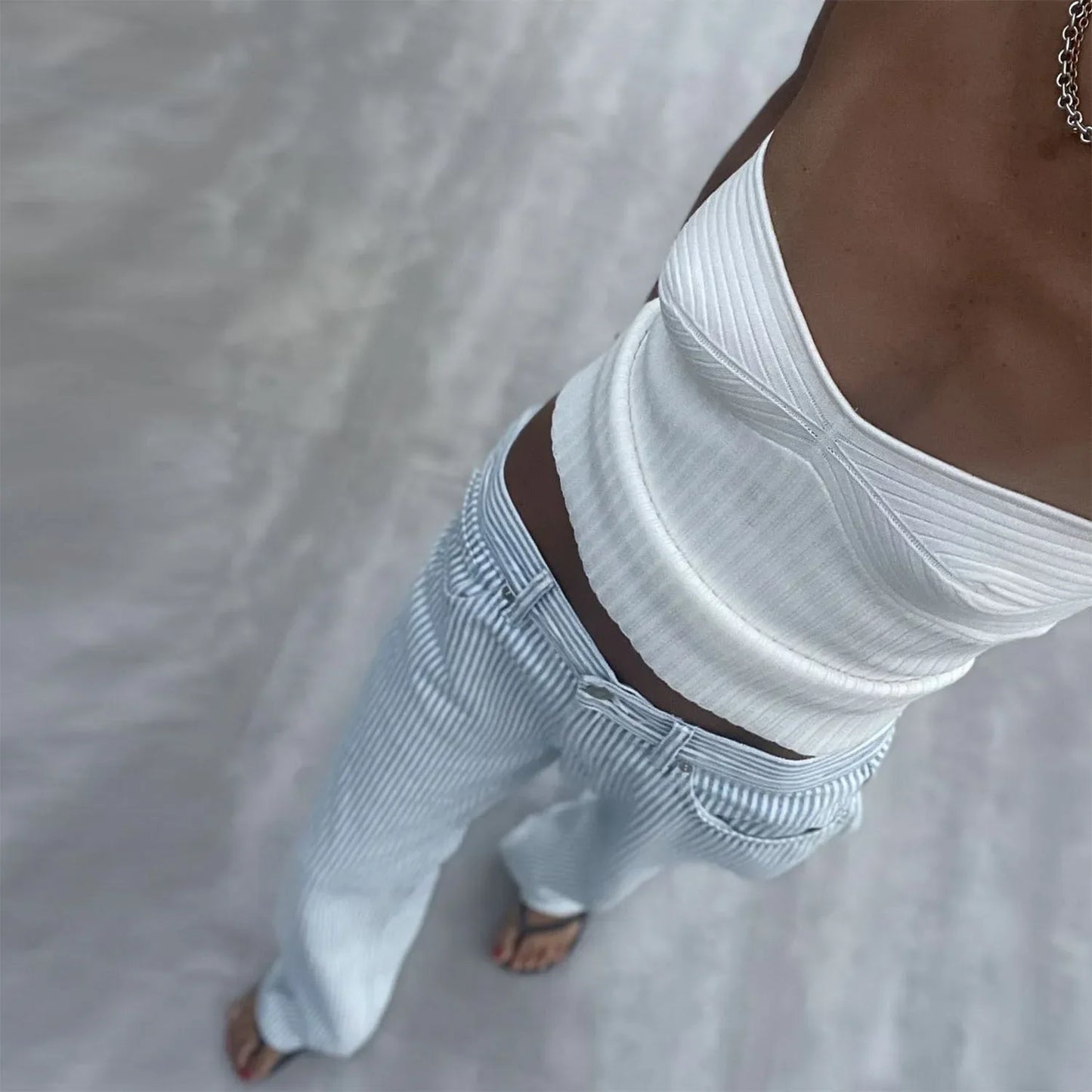 vmtvr Sexy Strapless Knitted Cropped Tops for Women 2024 Spring Summer Casual Solid Sleeveless Skinny Tops Female Fashion Tee