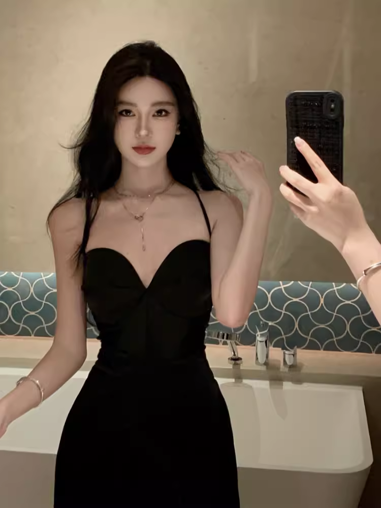 - Sexy Black Sleeveless Dress GEU1490