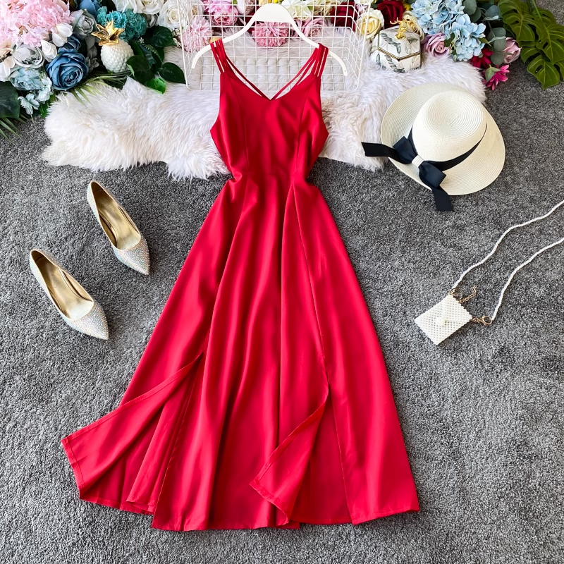 - Sexy A-line Backless Beach Dress GEU591