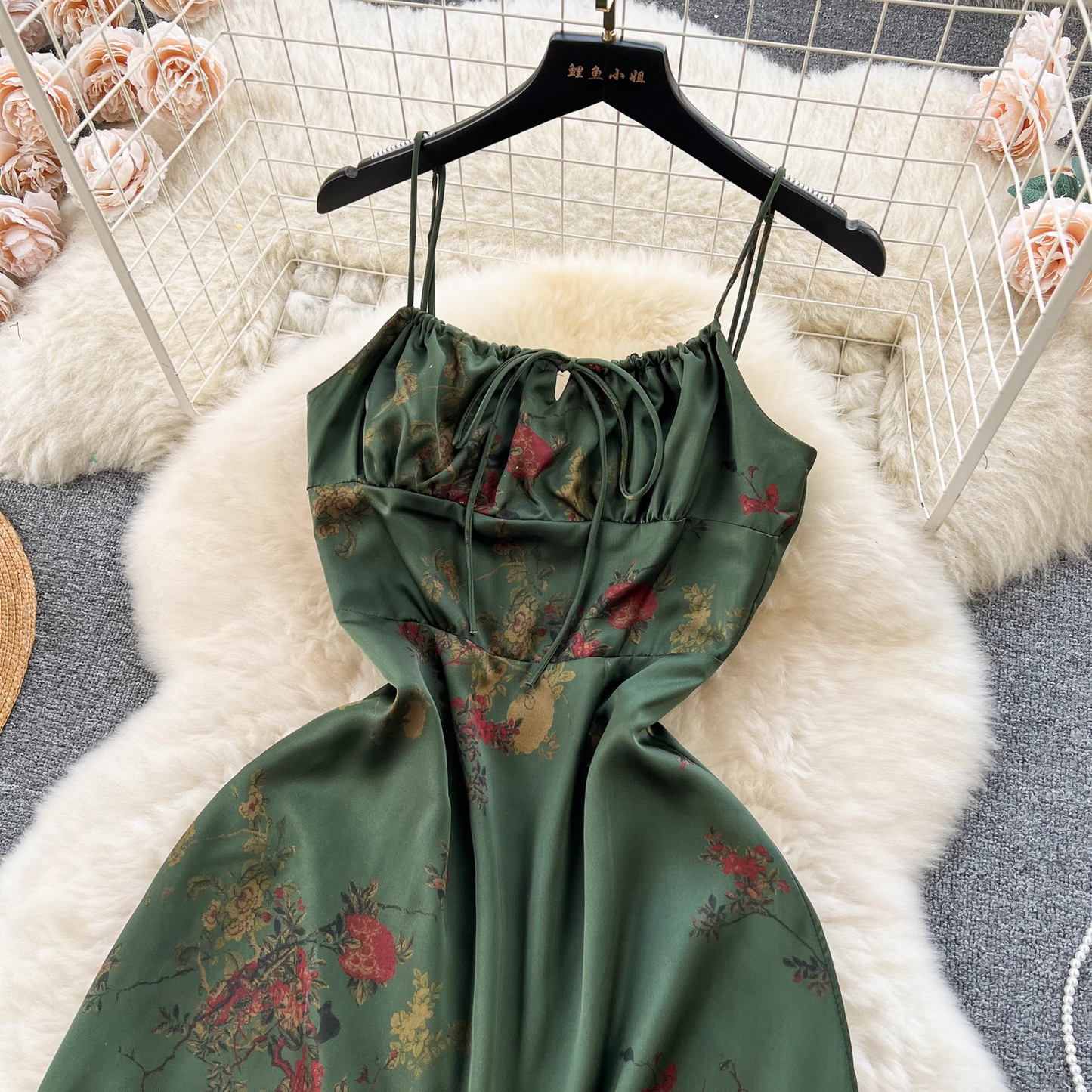 - Retro printed suspender dress GEU1214