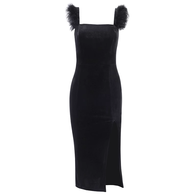 - French retro black sheath dress GEU731
