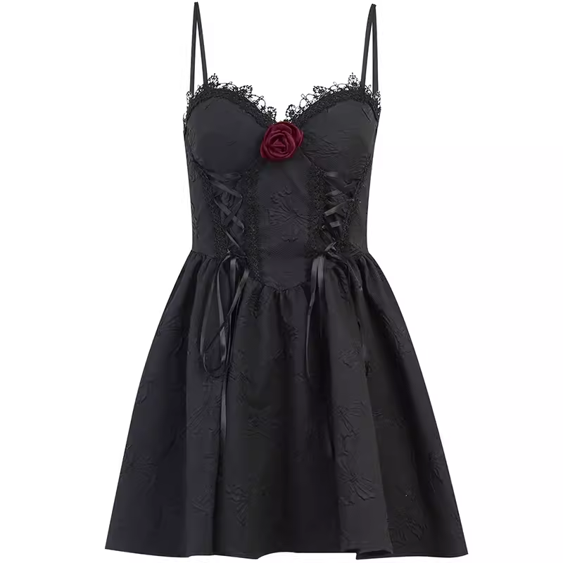 - Black A-line Mini Dress GEU1347