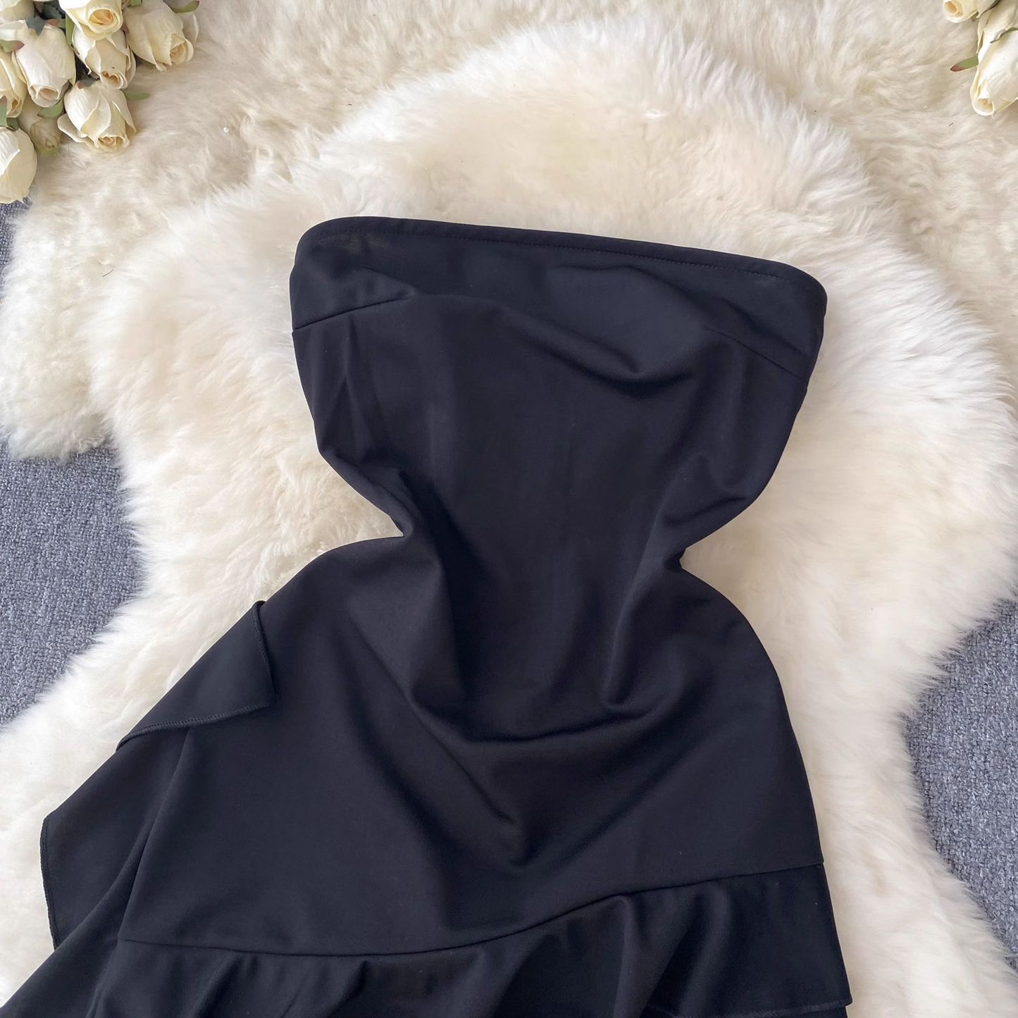 - Black Ribbon Irregular Dress GEU383