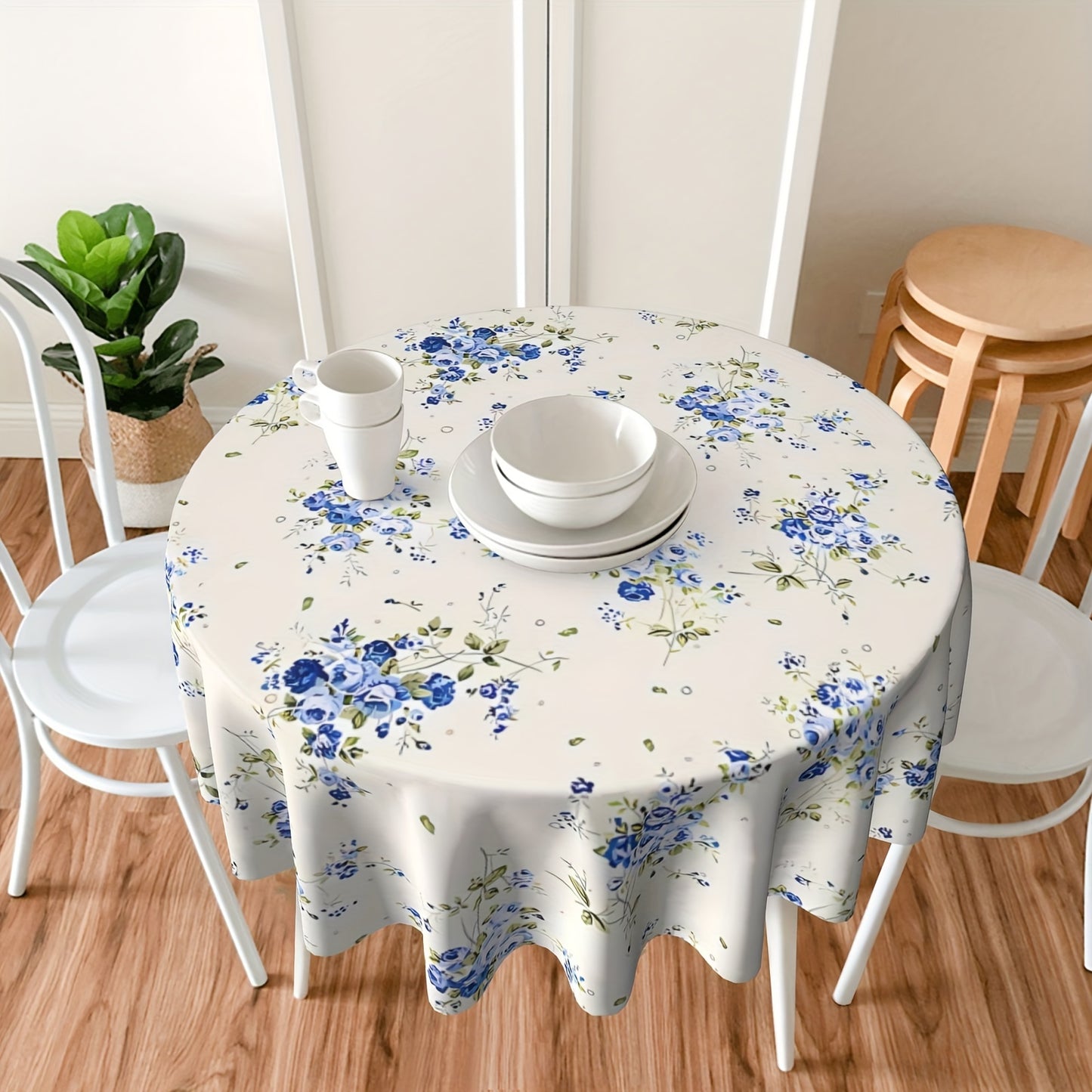 1pc, Polyester Tablecloth, Spring Summer Floral Tablecloth, Watercolor Flower Table Decor, Washable Anti-fouling Anti-wrinkle Table Cover For Kitchen Dining Room Decor, Picnic Patio Party