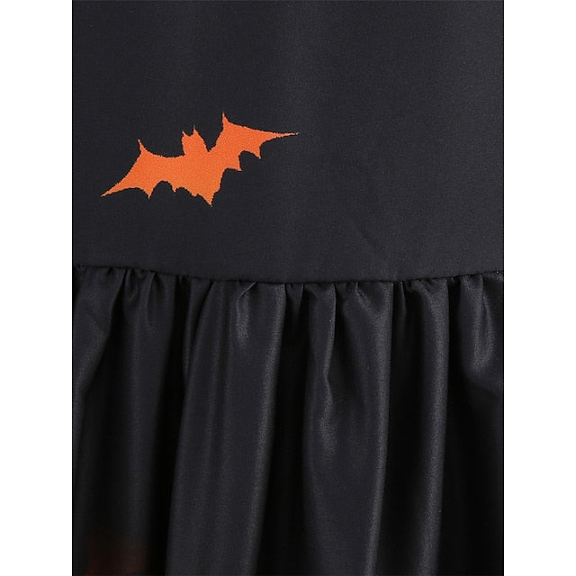 Women‘s Halloween Dress Retro 1950s Vintage Dress Midi Dress Holiday Lace Patchwork Graphic V Neck Short Sleeve Regular Fit Spring Fall Red Orange S M L XL