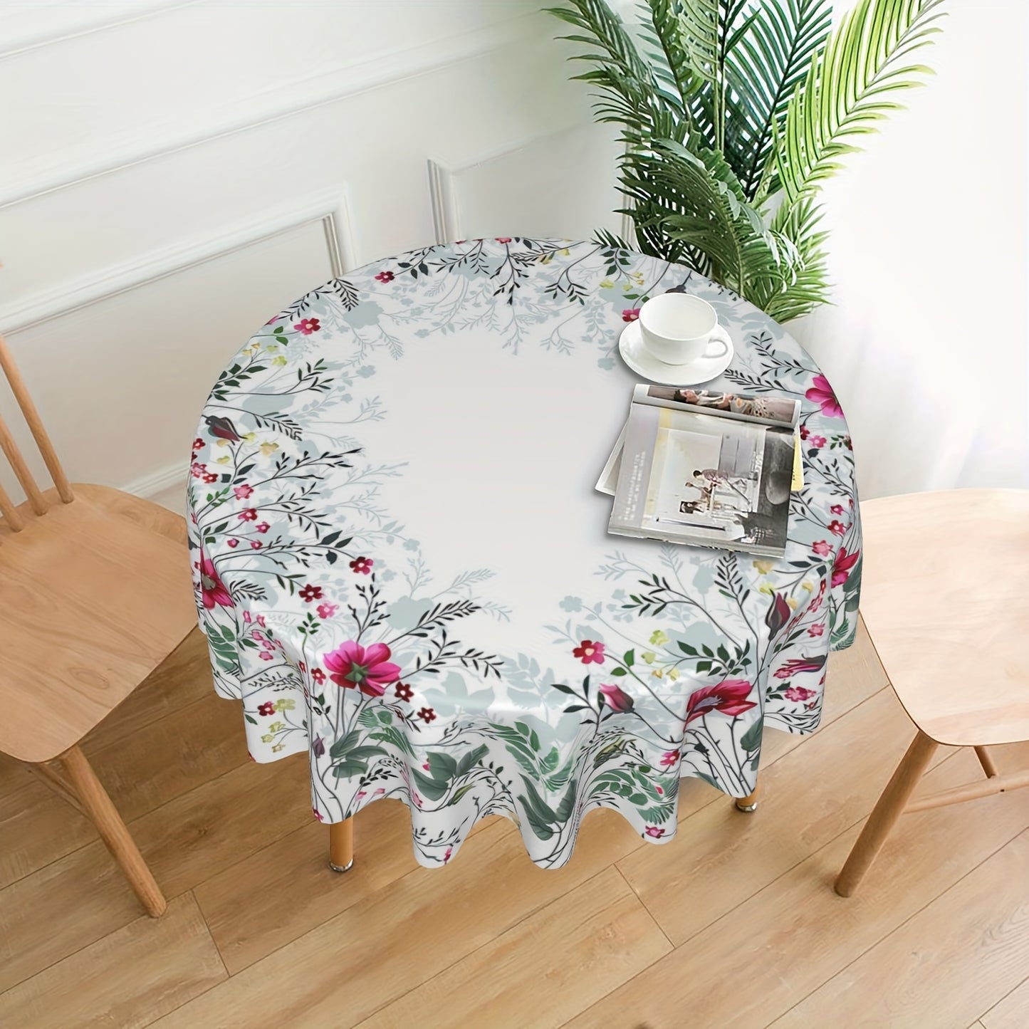 1pc, Polyester Tablecloth, Spring Summer Floral Tablecloth, Watercolor Flower Table Decor, Washable Anti-fouling Anti-wrinkle Table Cover For Kitchen Dining Room Decor, Picnic Patio Party
