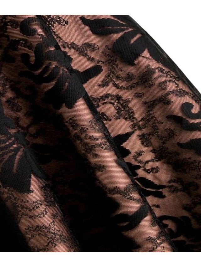 Women‘s Halloween Dress Party Dress Corset Dress Lace Dress Midi Dress Black White Wine Sleeveless Floral Lace Spring Fall Winter Cold Shoulder Party Party S M L XL XXL