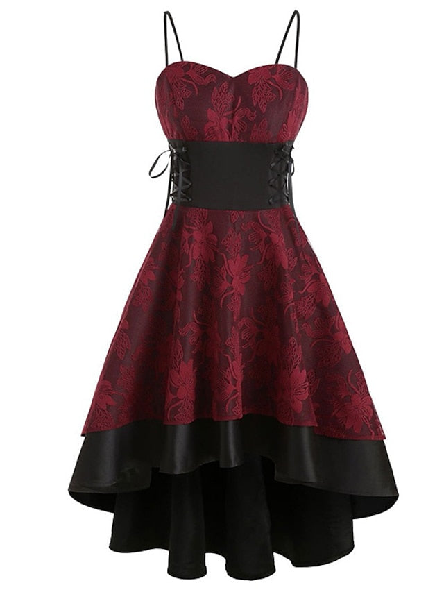 Women‘s Halloween Dress Party Dress Corset Dress Lace Dress Midi Dress Black White Wine Sleeveless Floral Lace Spring Fall Winter Cold Shoulder Party Party S M L XL XXL