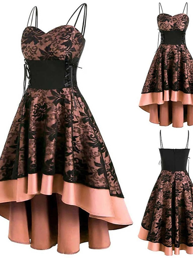 Women‘s Halloween Dress Party Dress Corset Dress Lace Dress Midi Dress Black White Wine Sleeveless Floral Lace Spring Fall Winter Cold Shoulder Party Party S M L XL XXL