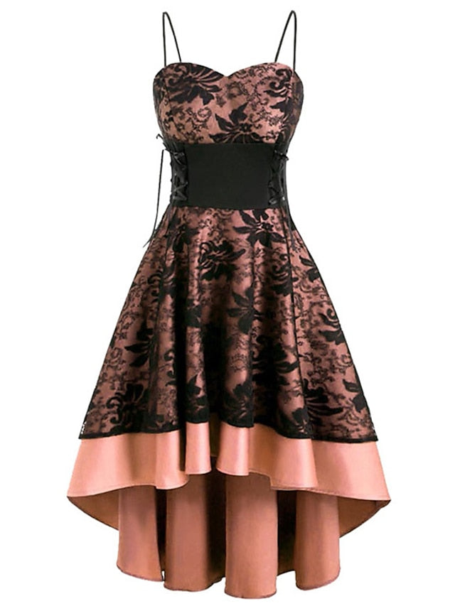Women‘s Halloween Dress Party Dress Corset Dress Lace Dress Midi Dress Black White Wine Sleeveless Floral Lace Spring Fall Winter Cold Shoulder Party Party S M L XL XXL