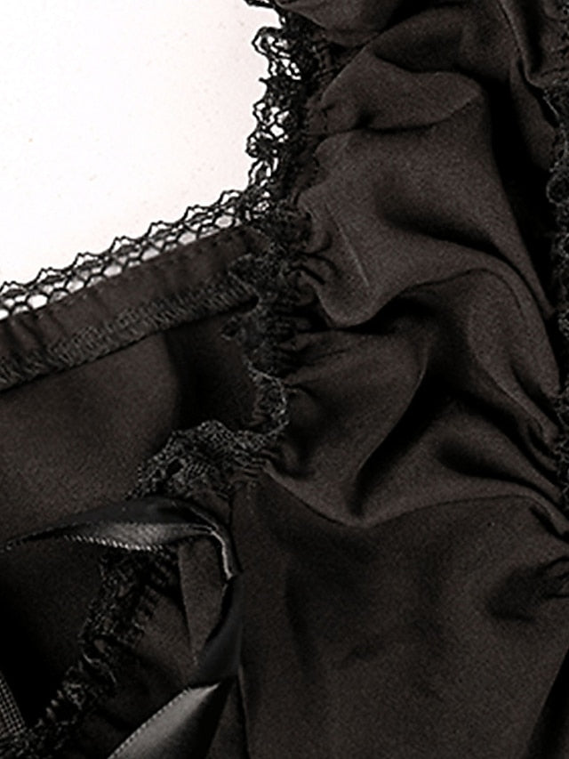 Women‘s Halloween Dress Retro Gothic Vintage Dress Midi Dress Party Outdoor Lace up Drawstring Plain Square Neck Sleeveless Loose Fit Summer Spring Black S M L XL