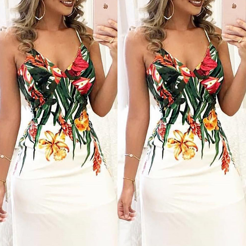 vmtvr Summer Women Lady Sexy Sleeveless Strap Deep V-Neck Long Maxi Evening Party Elegant Dress Sundress