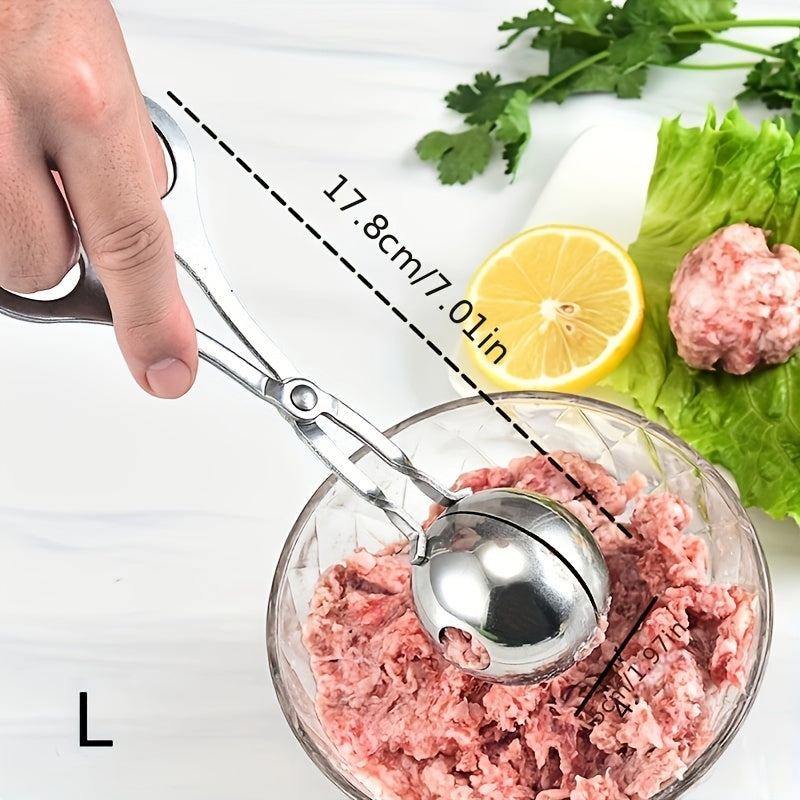 1pc Meat Ballers, Stainless Steel Non-stick Meatball Maker, Tongs, Cake Pop Meatball Maker Ice Tongs, Cookie Dough Scoop For Kitchen