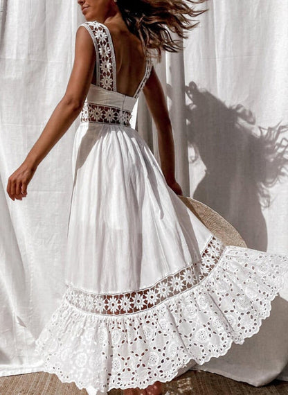 vmtvr Lace Patchwork Elegant Maxi Dress