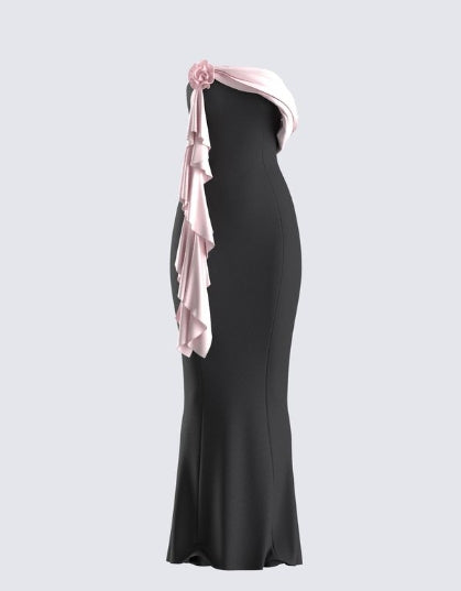 vmtvr dress Black Evening Dress for Women Light Luxury Niche High-End Banquet Temperament Host Dinner Fishtail Dress New