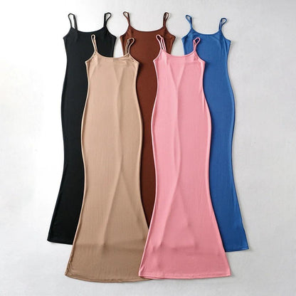 vmtvr - 5 Color Simple Niche Fishtail Slip Dress