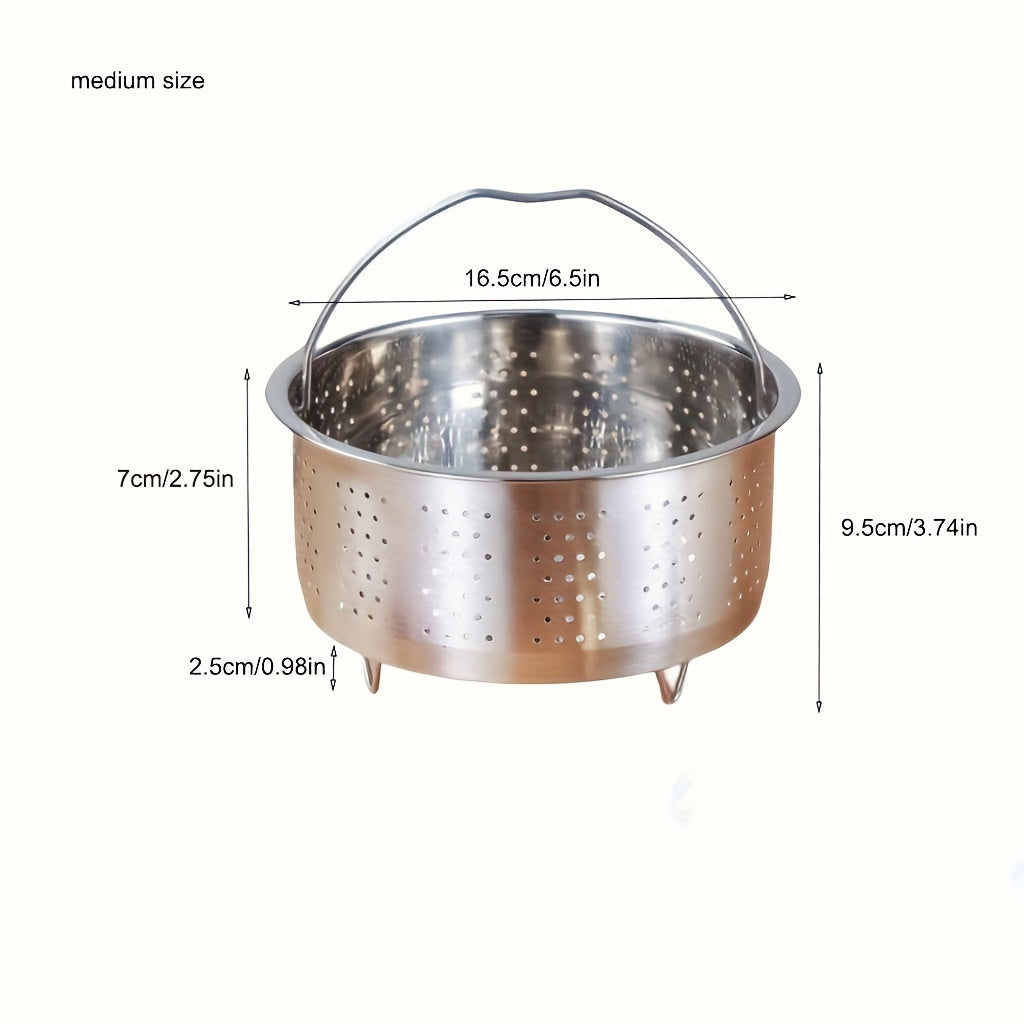 1pc Premium Stainless Steel Steamer Basket - Electric Rice Cooker Compatible, Multi-Functional Food Heater, Safe Scald-Proof Handle Base, Perfect for Vegetable & Fruit Drain