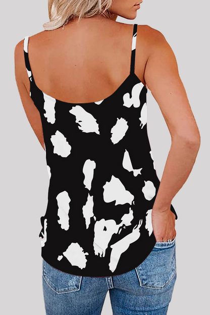 Casual Street Print Basic V Neck Tops