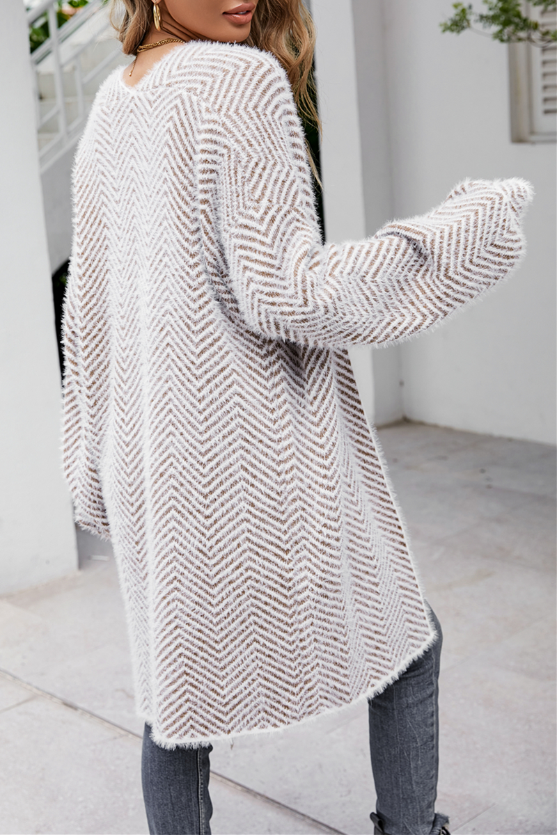 Casual Striped Split Joint Tops Sweater